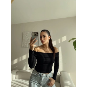 Kaşkorse Madonna Yaka Bluz - SİYAH