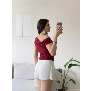 Kayık Yaka Bluz - BORDO