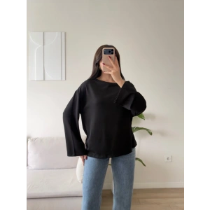 Kayık Yaka Oversize Sweat - SİYAH