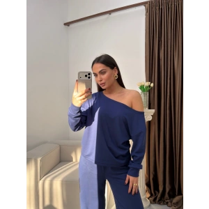 Kayık Yaka Oys Takım - LACİVERT