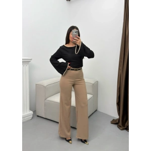 Kemerli Scuba Palazzo Pantolon - BEJ