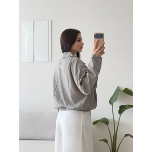 Kemerli Süet Bomber Ceket - GRİ