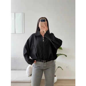 Kemerli Süet Bomber Ceket - SİYAH