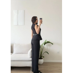 Kemerli Yelek Pantolon Takım - SİYAH