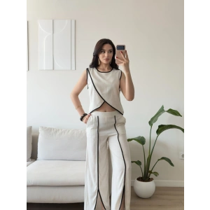 Keten Biyeli Garnili Takım