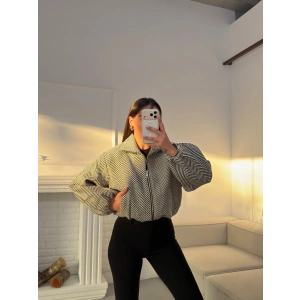 Kırçıllı Fermuar Ceket - BEYAZ