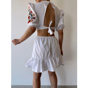 Kolları Çiçek Baskı Elbise