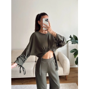 Körüklü Crop & Pantolon Takım - YEŞİL