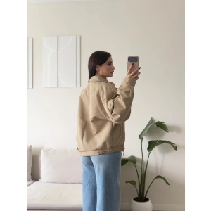 Kruvaze Oversize Bomber Ceket - BEJ