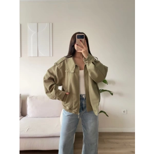 Kruvaze Oversize Bomber Ceket - HAKİ
