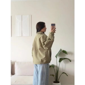 Kruvaze Oversize Bomber Ceket - HAKİ
