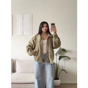 Kruvaze Oversize Bomber Ceket - HAKİ