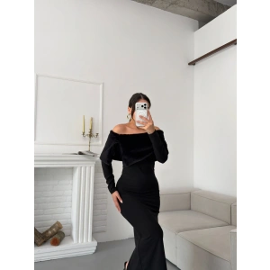 Kürklü Madonna Elbise - SİYAH