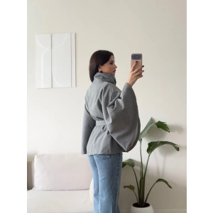 Kuşaklı Düğmeli Oversize Panço - ANTRASİT