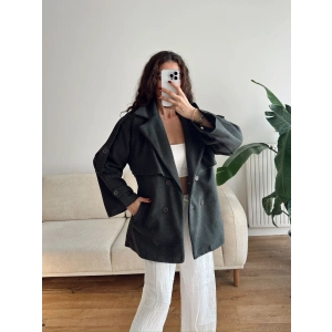 Kuşaklı Kaşe Trençkot - ANTRASİT