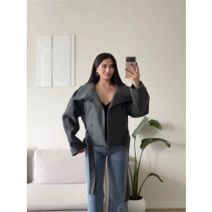 Mia Oversize Kaşe Ceket - ANTRASİT