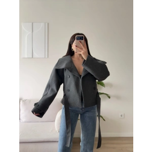 Mia Oversize Kaşe Ceket - ANTRASİT