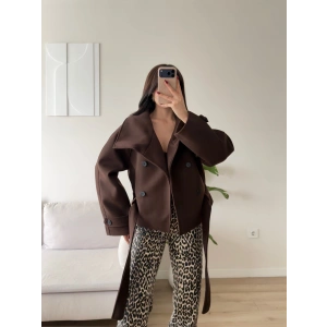 Mia Oversize Kaşe Ceket - KAHVE