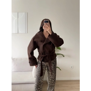 Mia Oversize Kaşe Ceket - KAHVE