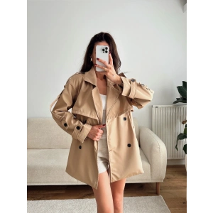 Kuşaklı Midi Trençkot - VİZON