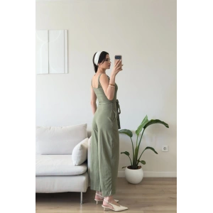 Kuşaklı Ön Arka Kare Tulum - YEŞİL