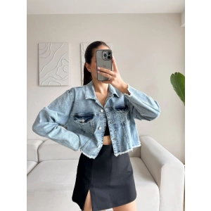 Lazer Kesim Denim Ceket