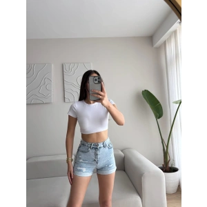 Lazer Kesim Denim Şort