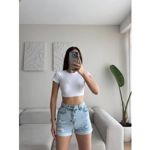 Lazer Kesim Denim Şort