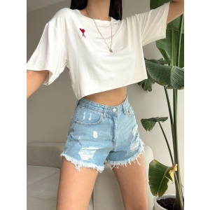 Lazer Kesim Denim Şort