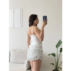 Lina Gold Aksesuar Detaylı Askılı Bluz - BEYAZ