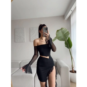 Madonna Yaka Kol Tül Tasarım Elbise