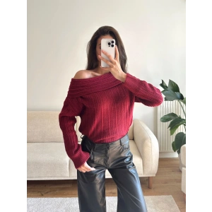 Madonna Yaka Şardonlu Kazak - BORDO