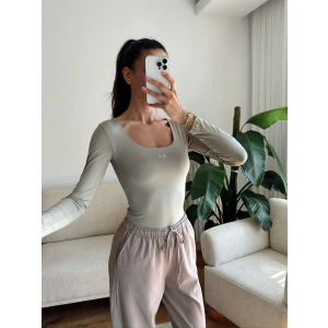 Marka Kare Yaka Bodysuit - YEŞİL