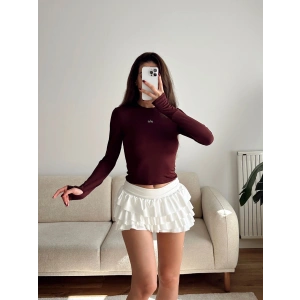 Marka Parmak Geçmeli Basic Crop - BORDO