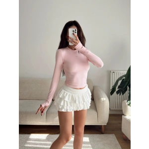 Marka Parmak Geçmeli Basic Crop - PEMBE