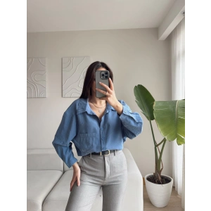 Modal Oversize Gömlek - MAVİ