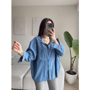 Modal Oversize Gömlek - MAVİ