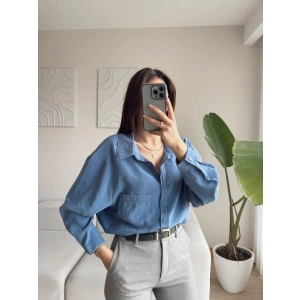 Modal Oversize Gömlek - MAVİ