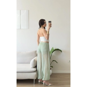 Balon Transparan Şortlu Pantolon - YEŞİL
