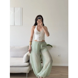 Balon Transparan Şortlu Pantolon - YEŞİL