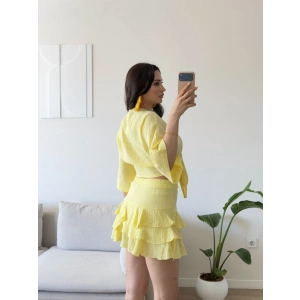 Müslin Kimono Etekli Takım - SARI