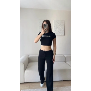 NY Crop & Pantolon Takım - SİYAH