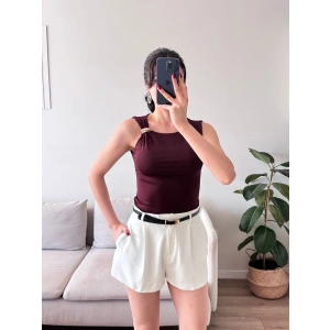 Omuz Aksesuar Halter Crop -  KAHVE