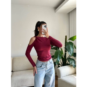 Omuz Burgu Crop - BORDO