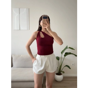 Omuz Burgu Crop - BORDO
