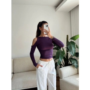 Omuz Burgu Crop - MOR