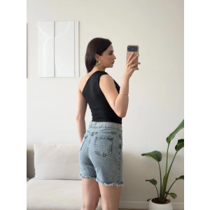 Omuz Burgu Crop - SİYAH