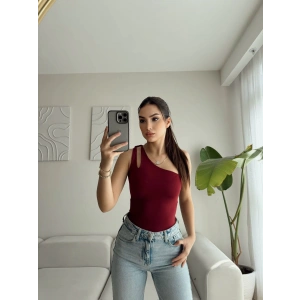 Omuz Damla Bodysuit - BORDO