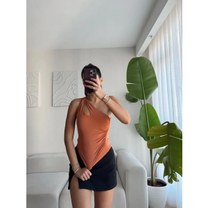 Omuz Burgu Crop-Şeftali