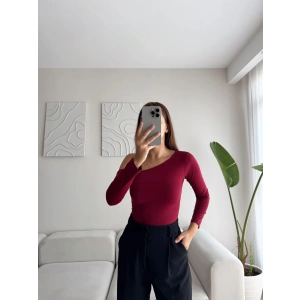 Omuz Dekolte Crop - BORDO